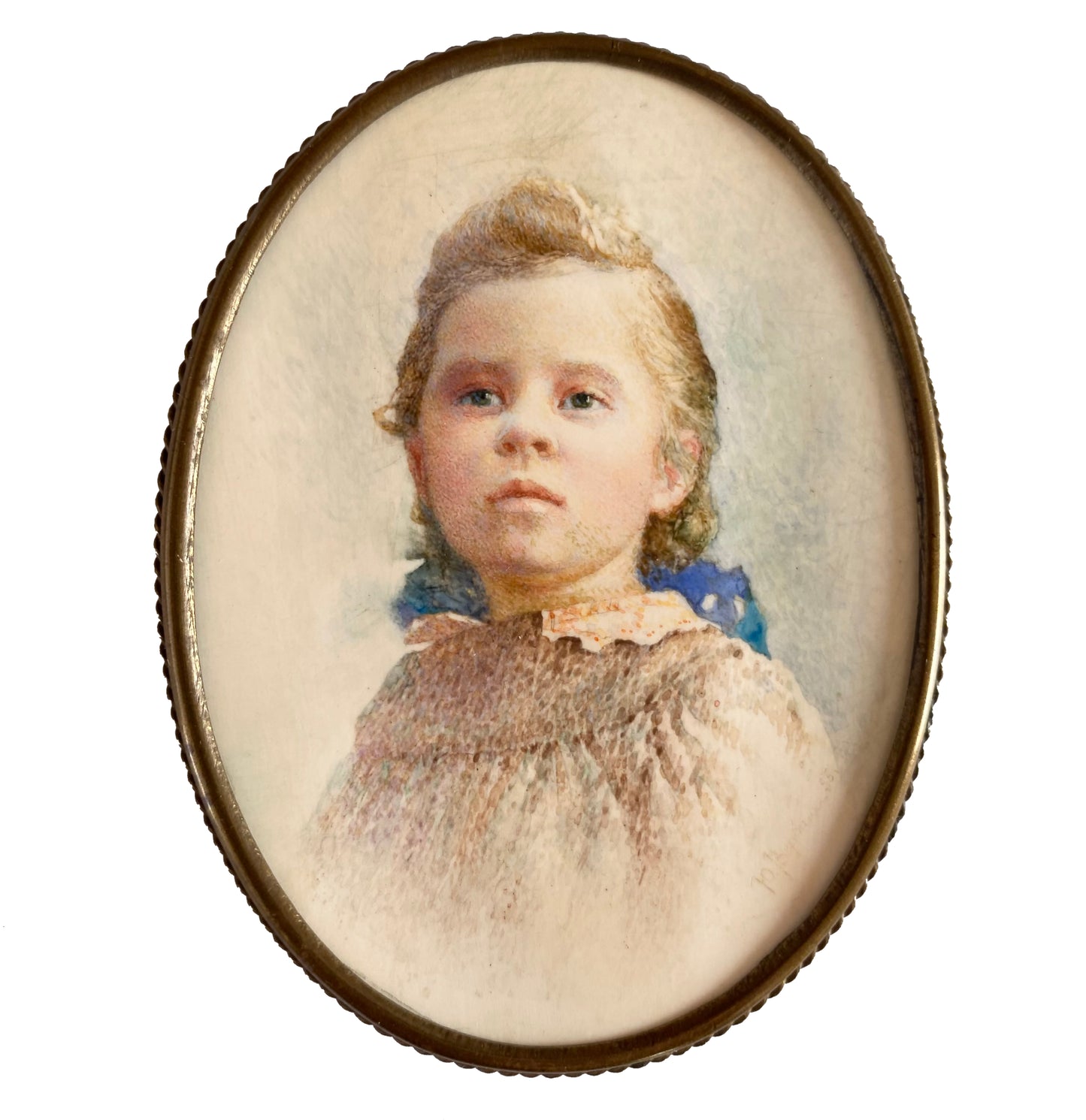 "Portrait of Daughter Natalie" 1990 yr. Watercolor Miniature. Heorhiy Verbicki. Exhibition at the Shevchenko National Museum 2021 yr.