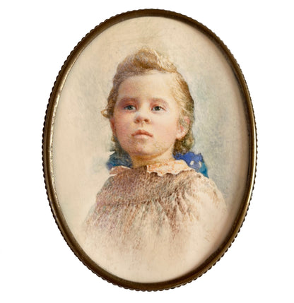 "Portrait of Daughter Natalie" 1990 yr. Watercolor Miniature. Heorhiy Verbicki. Exhibition at the Shevchenko National Museum 2021 yr.
