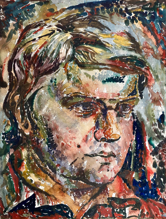 “Self portrait” 1980 yr.  Watercolor. Serhiy (senior) Verbicki. Exhibition at the Shevchenko National Museum 2021 yr.
