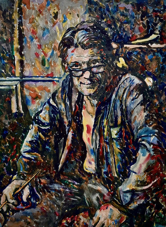 "Portrait of Heorhiy Verbicki, in the workshop" 1986 yr. Watercolor. Serhiy (senior) Verbicki. Exhibition at the Shevchenko National Museum 2021 yr.