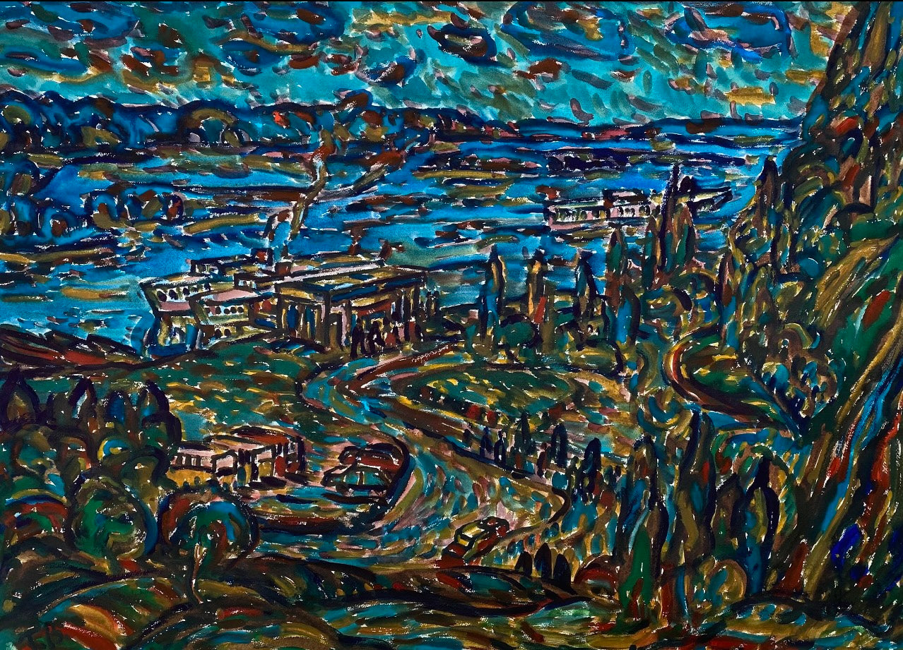 Георгій Миколайович Вербицький. 1920-2011. Приплав “Тарасова Гора”. 1981 рік створення.Папір. Акварель. 54/74см.