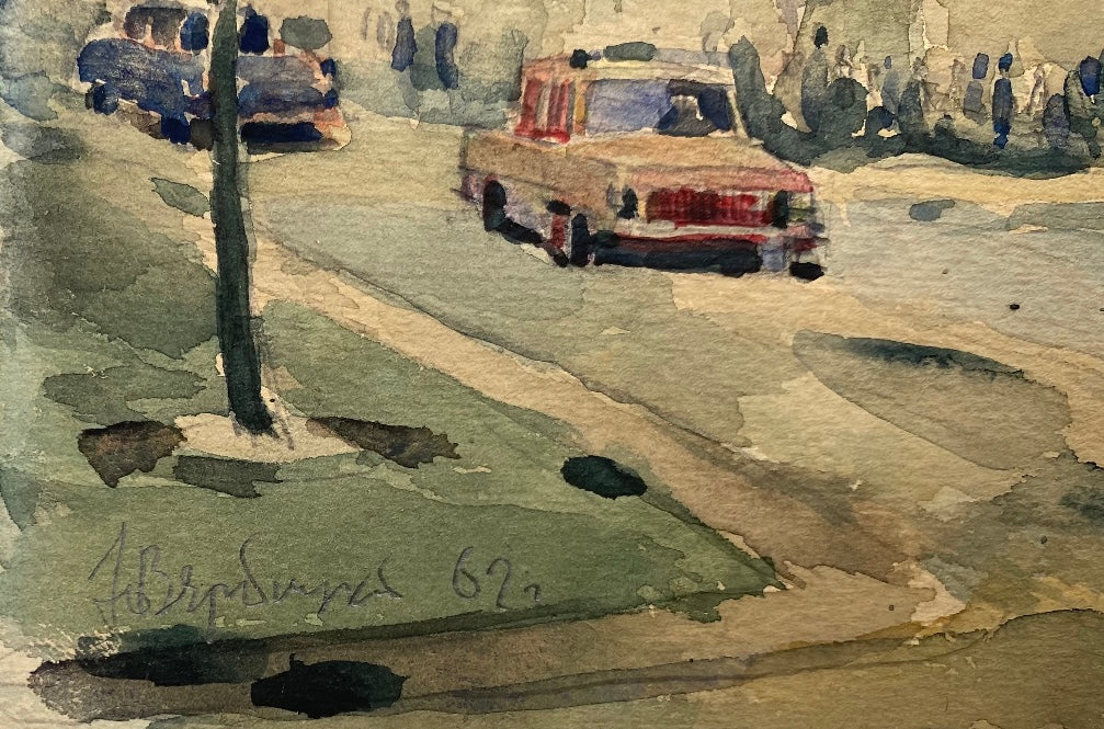 “The house in which M. G. Chernyshevsky lived” 1962 yr. Watercolour. Heorhiy Verbicki. Kept in the Shevchenko National Museum.