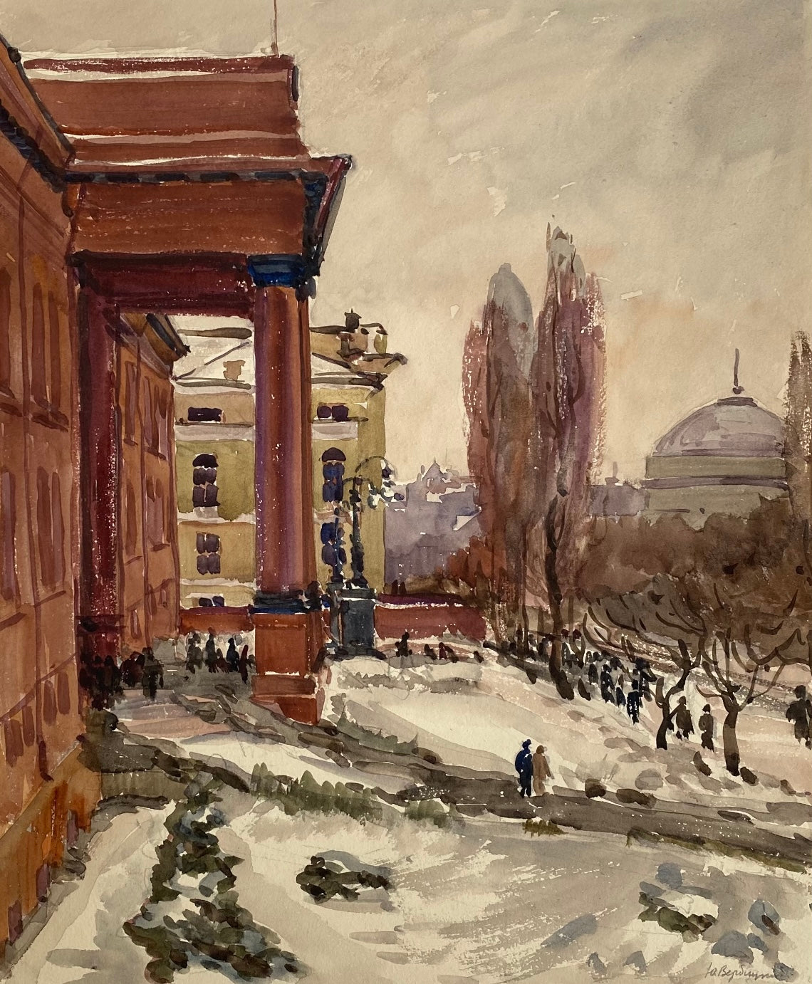 Георгій Миколайович Вербицький. 1920-2011. «Київський університет». 1962 рік створення. Папір. Акварель. 33/27см.