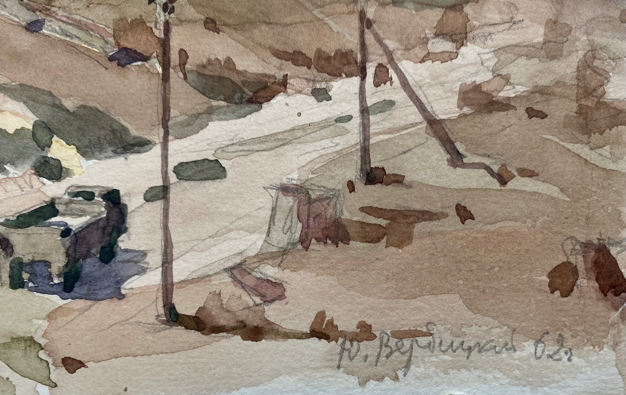 "View of Bautino" 1962 yr. Watercolour. Heorhiy Verbicki. Kept in the Shevchenko National Museum.
