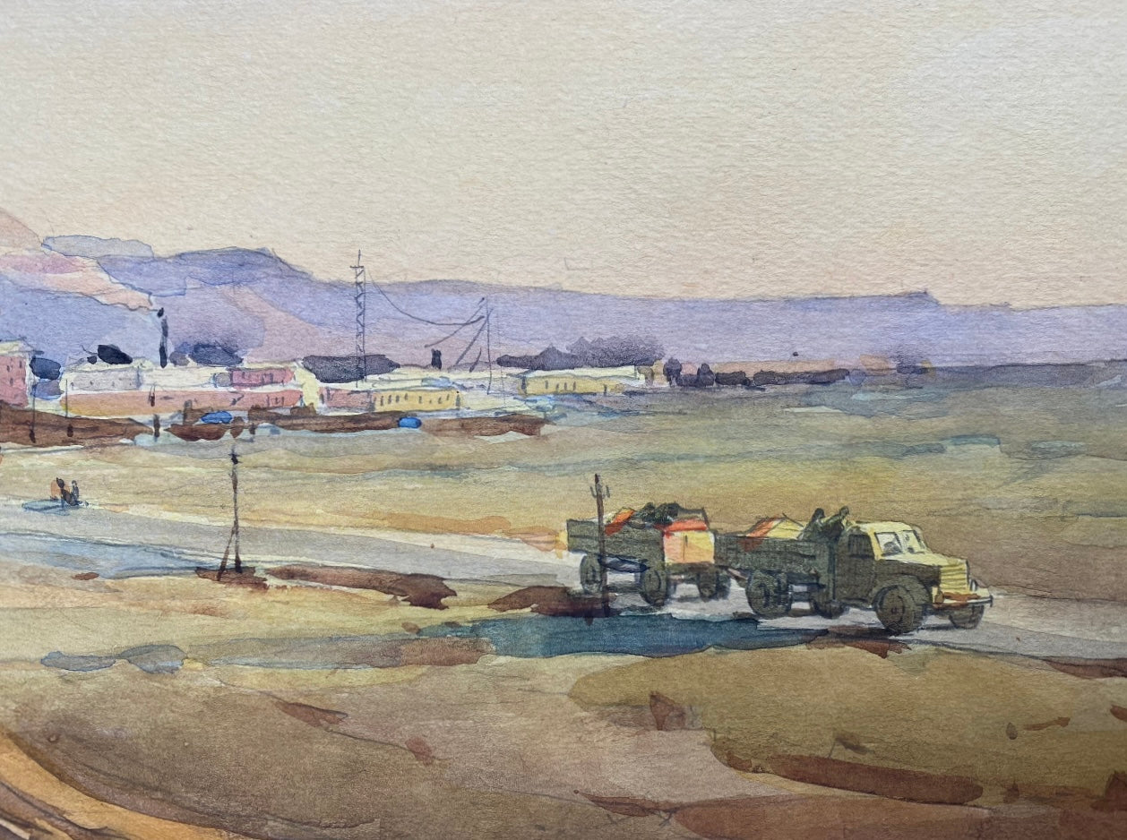 "Fort Shevchenko, general view" 1962 yr. Watercolour. Heorhiy Verbicki. Kept in the Shevchenko National Museum.