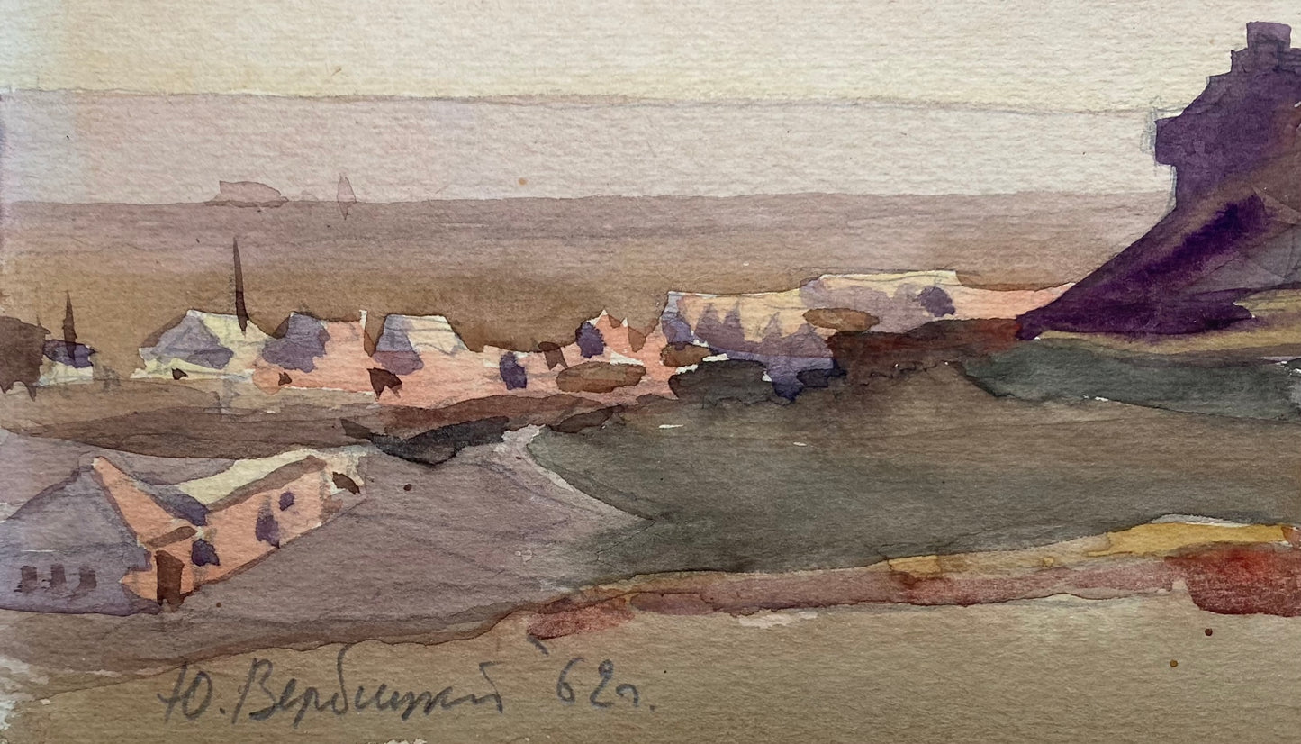 "Fort Shevchenko" 1962 yr. Watercolour. Heorhiy Verbicki. Kept in the Shevchenko National Museum.