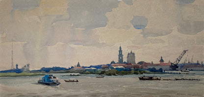 "Astrakhan, View from the Volga River" 1962 yr. Watercolour. Heorhiy Verbicki. Kept in the Shevchenko National Museum.