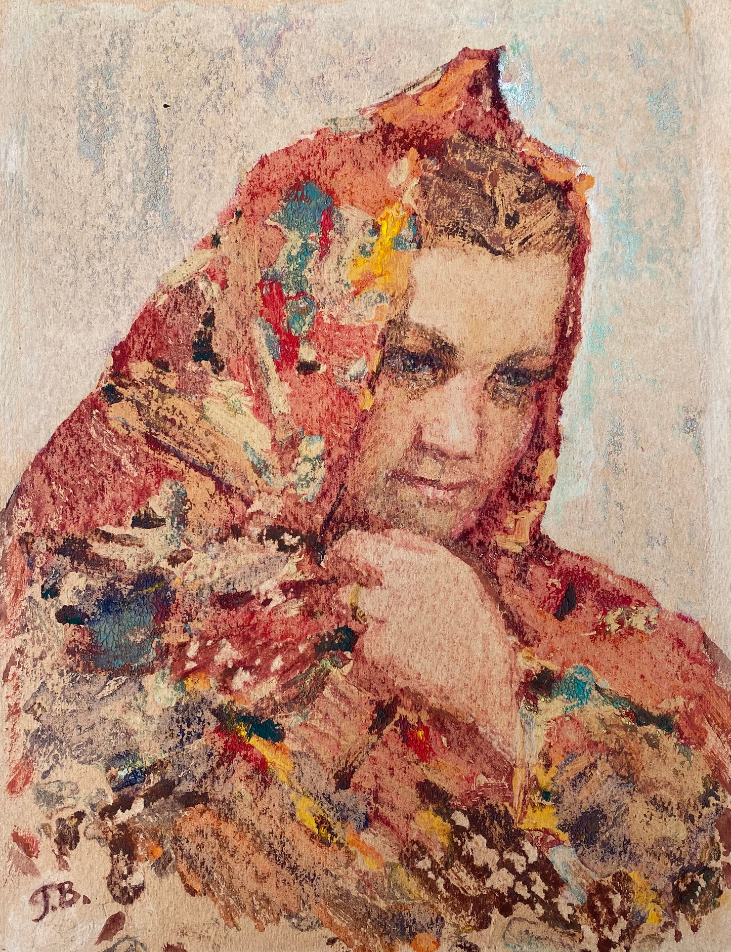 "Portrait of Lyudmila Verbicki". Oil monotype. Heorhiy Verbicki. Exhibition at the Shevchenko National Museum 2021 yr.