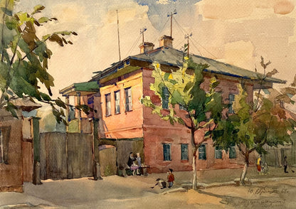 Георгій Миколайович Вербицький. 1920-2011. «Будинок в м. Астрахань, в якому жив Т. Г. Шевченко». 1962 рік створення. Папір. Акварель. 25/37см.